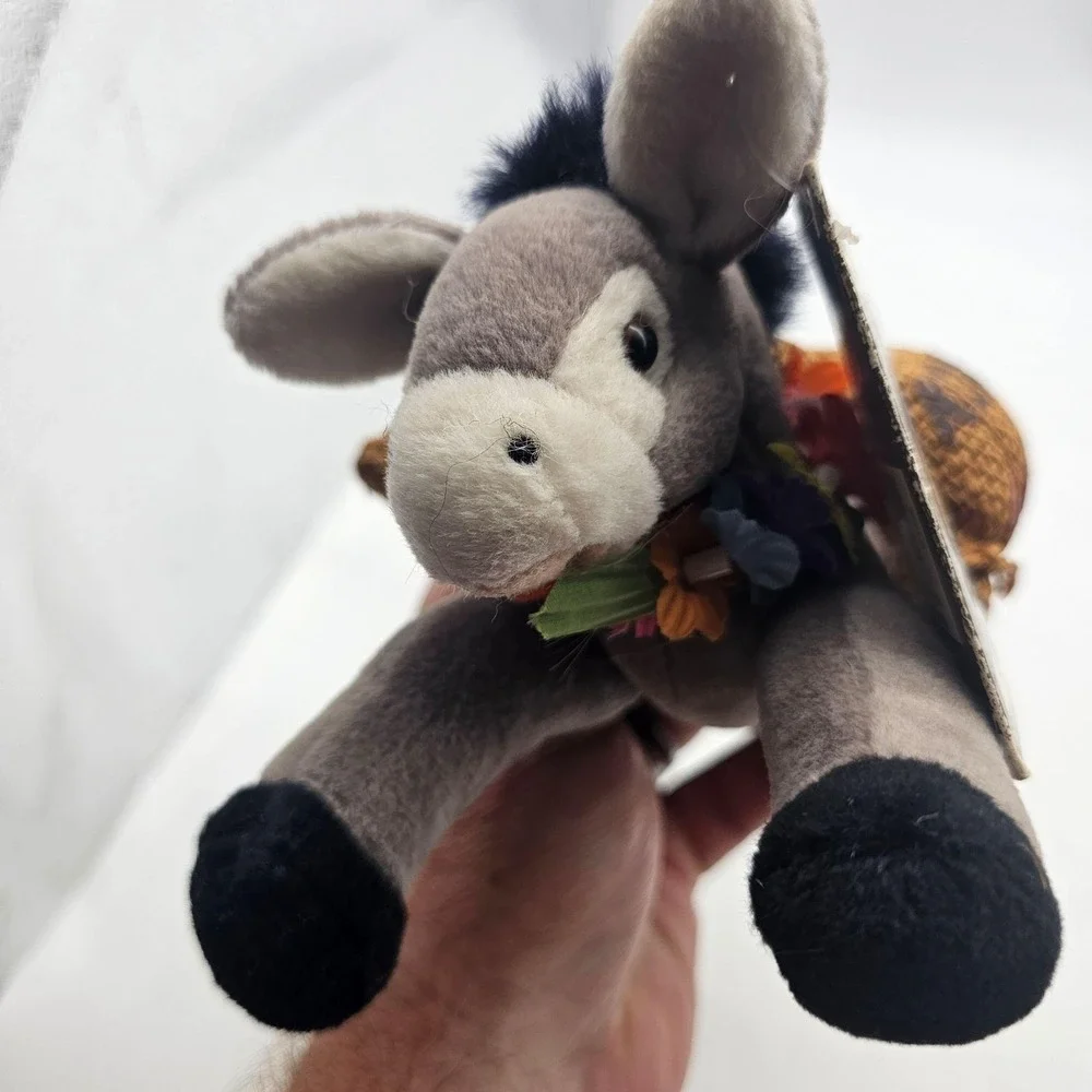 Vintage Hawaiian Collectibles Donkey Plush Stuffed Toy Small Gray Passport 1999